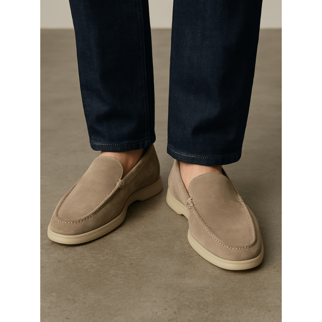 Beige Sable Riviera Suede Loafers