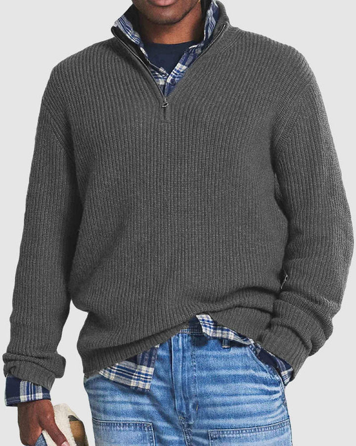 Pull Oxford Luxe à demi-fermeture éclair